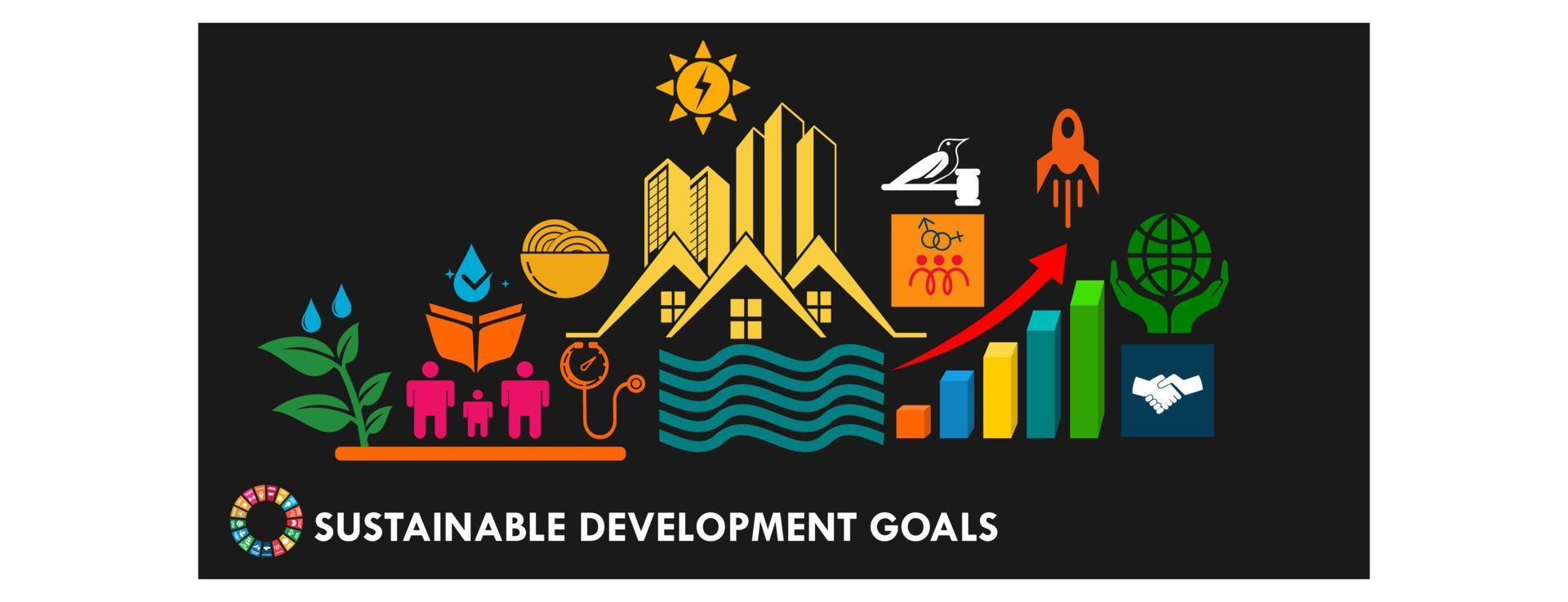 boa ilustração de modelo de logotipo do mundo objetivos de desenvolvimento sustentável vetor