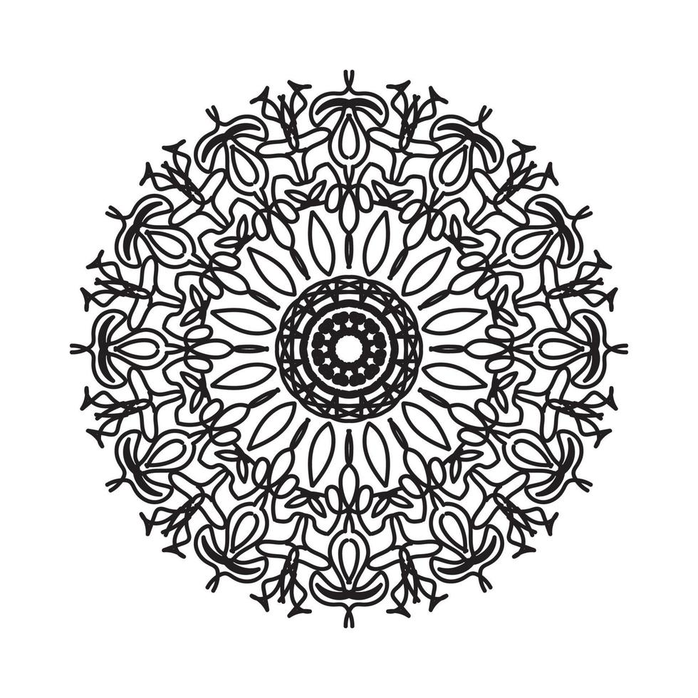 padrão circular em forma de mandala para henna, mehndi, tatuagem, decoração. ornamento decorativo em estilo oriental étnico. página do livro para colorir. vetor