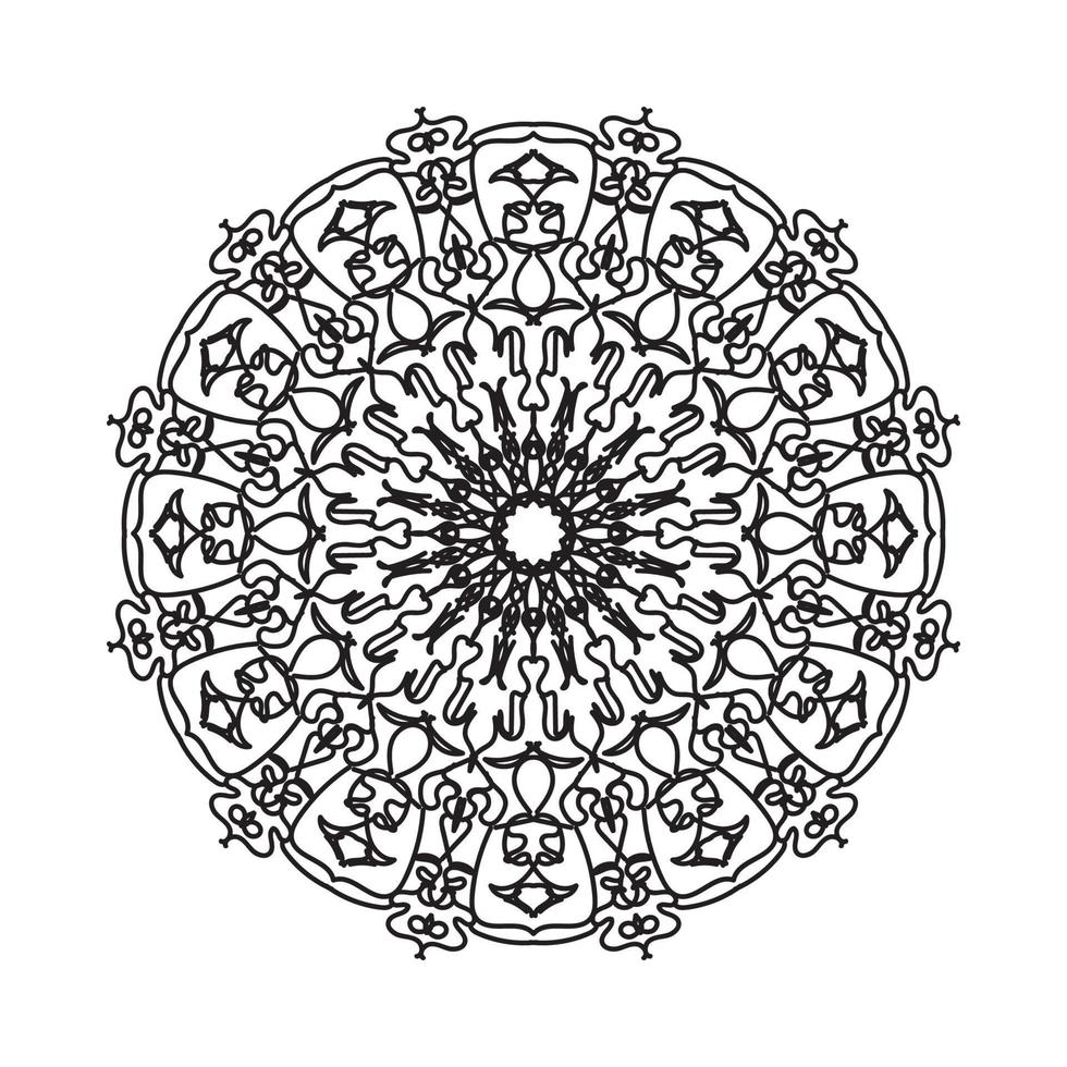 padrão circular em forma de mandala para henna, mehndi, tatuagem, decoração. ornamento decorativo em estilo oriental étnico. página do livro para colorir. vetor