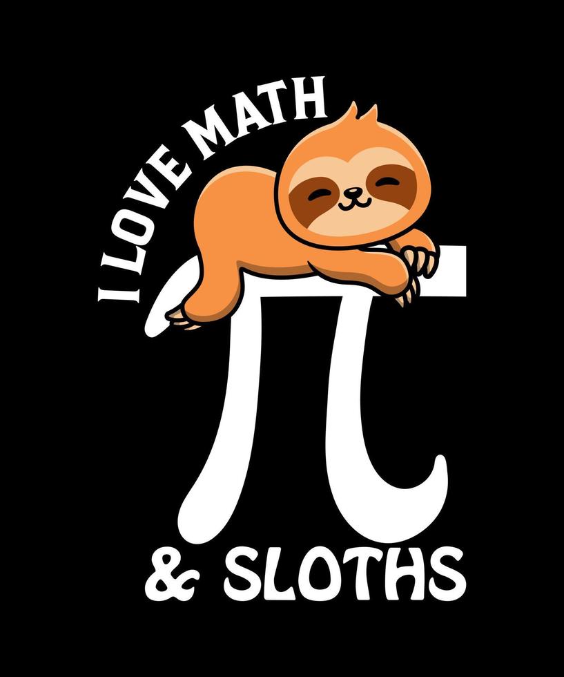 eu amo a ilustração do dia do pi da matemática e das preguiças vetor