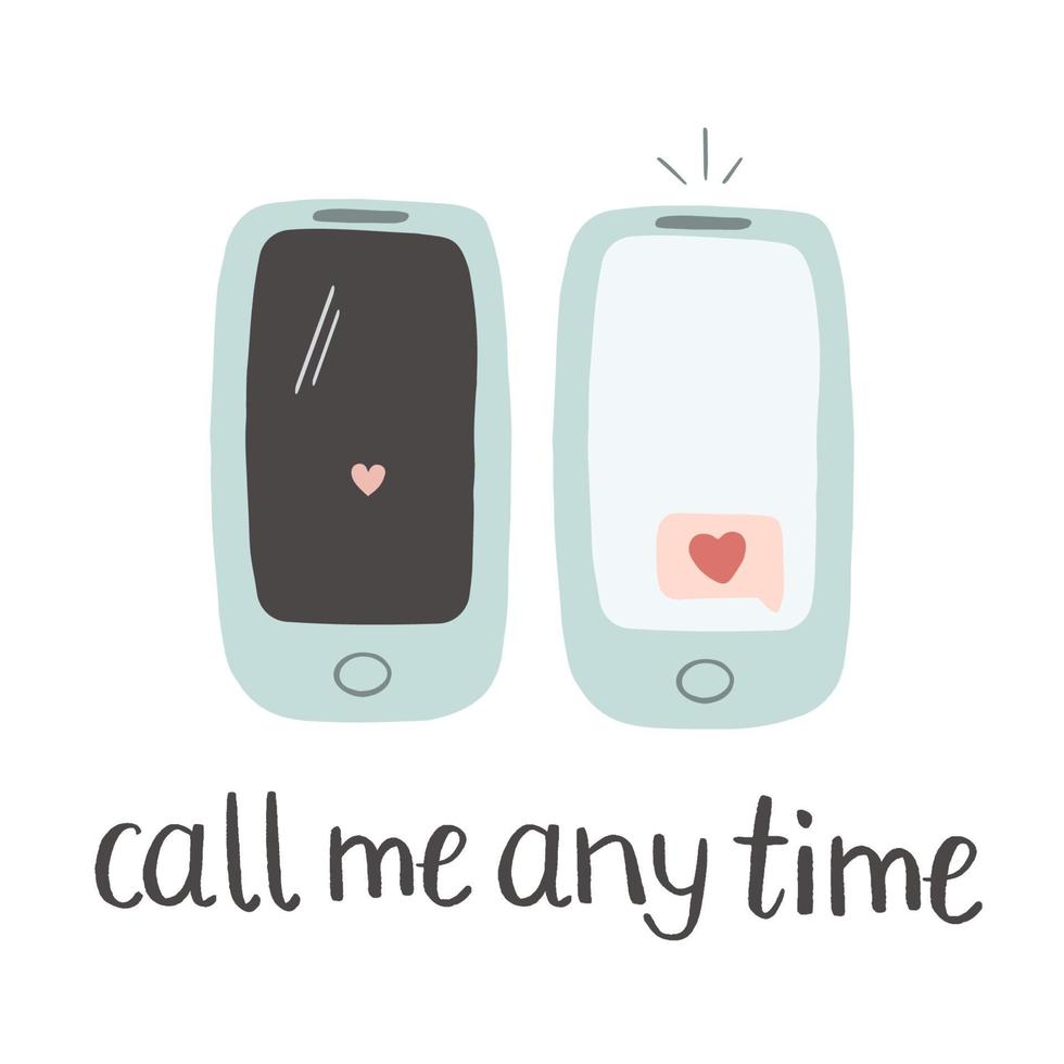 telefone celular com uma mensagem de amor em uma ilustração vetorial de tela vetor
