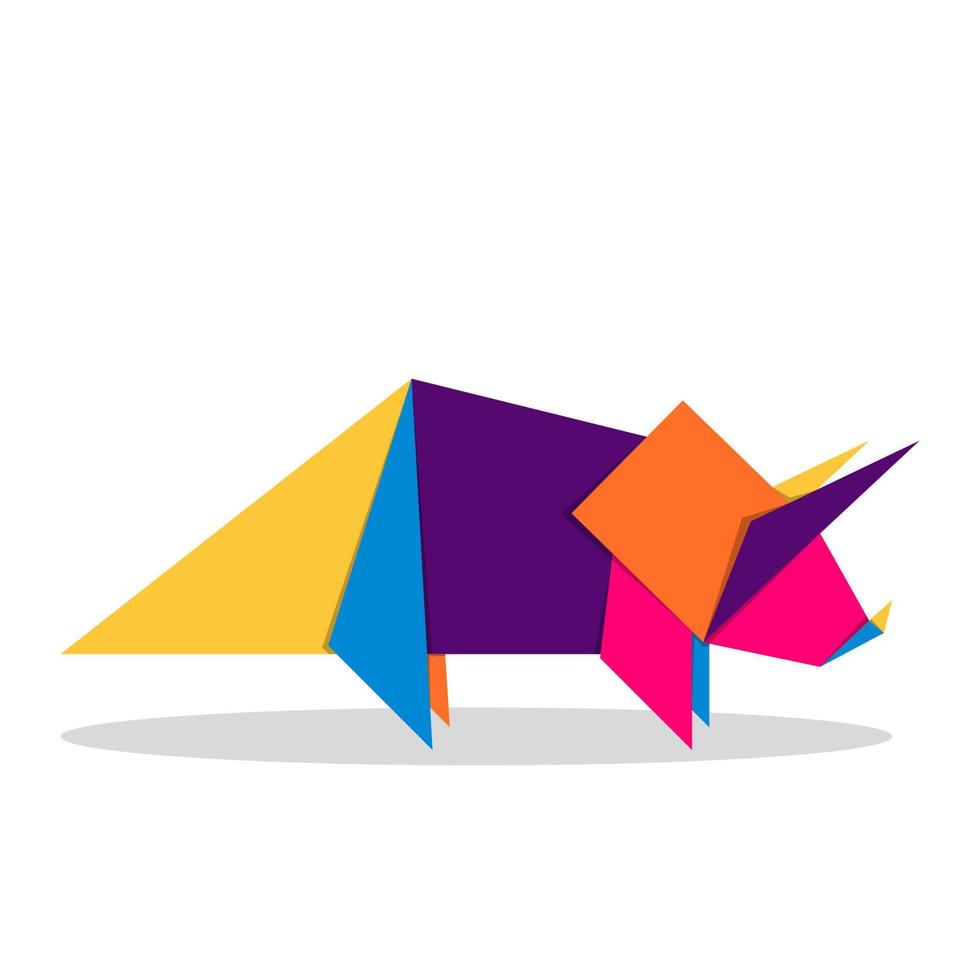 origami de dinossauro. design de logotipo de dinossauro vibrante colorido abstrato. origamis de animais. ilustração vetorial vetor