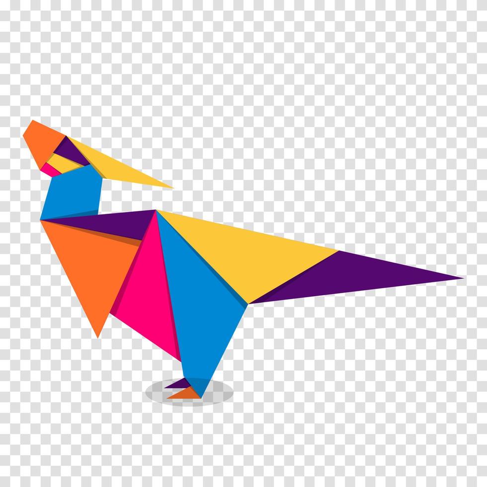 origami de dinossauro. design de logotipo de dinossauro vibrante colorido abstrato. origamis de animais. ilustração vetorial vetor