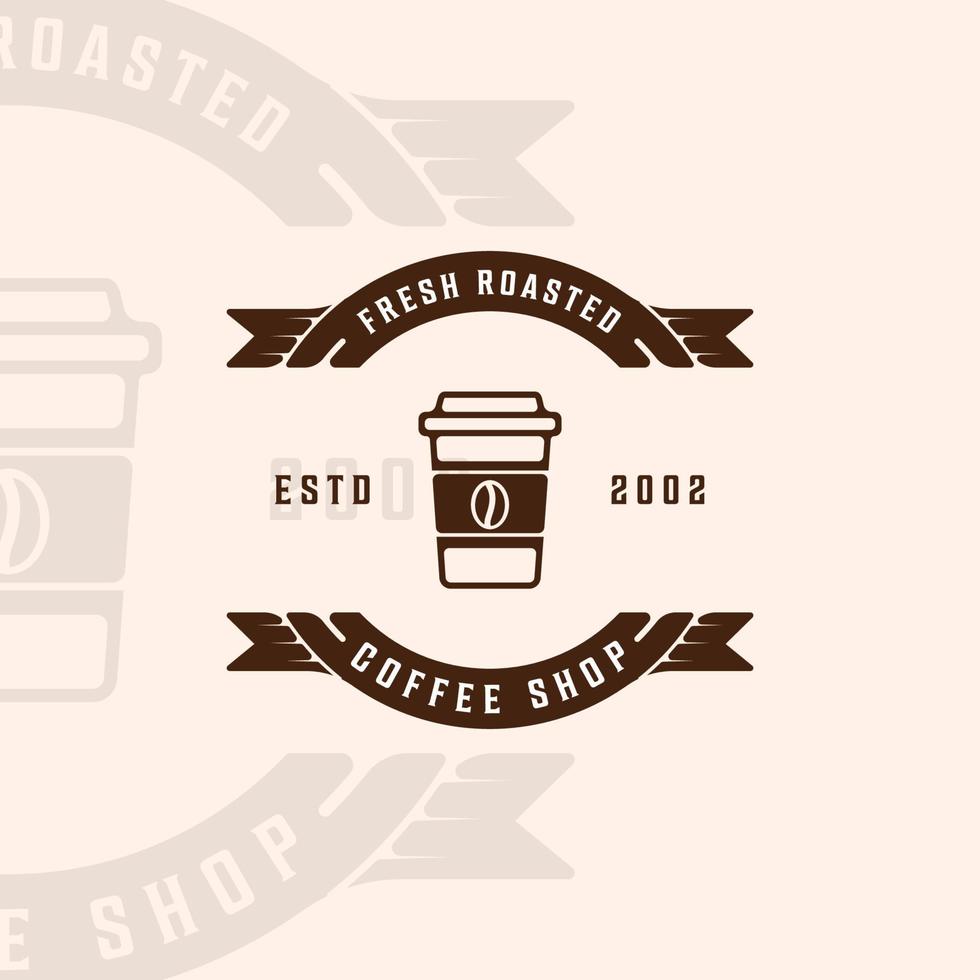 café logotipo ilustração vetorial vintage modelo ícone design gráfico. bebida ou bebida sinal ou símbolo para negócios com estilo de crachá e tipografia vetor