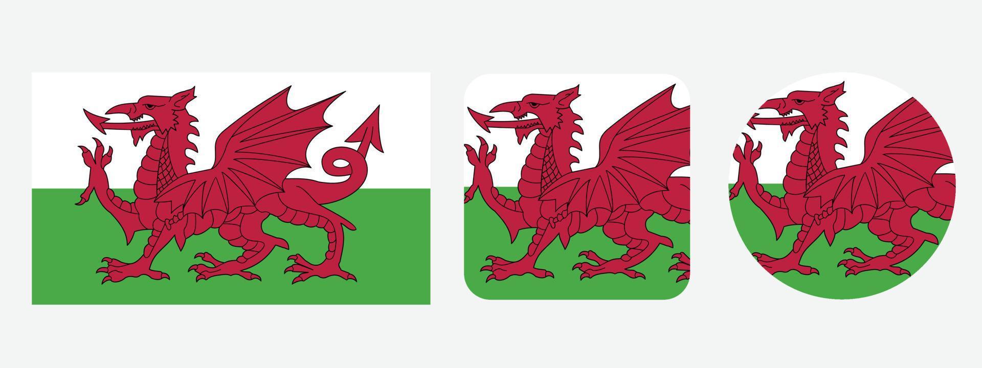 ícone de bandeira de gales. conjunto de ícones da web. coleção de ícones plana. ilustração vetorial simples. vetor