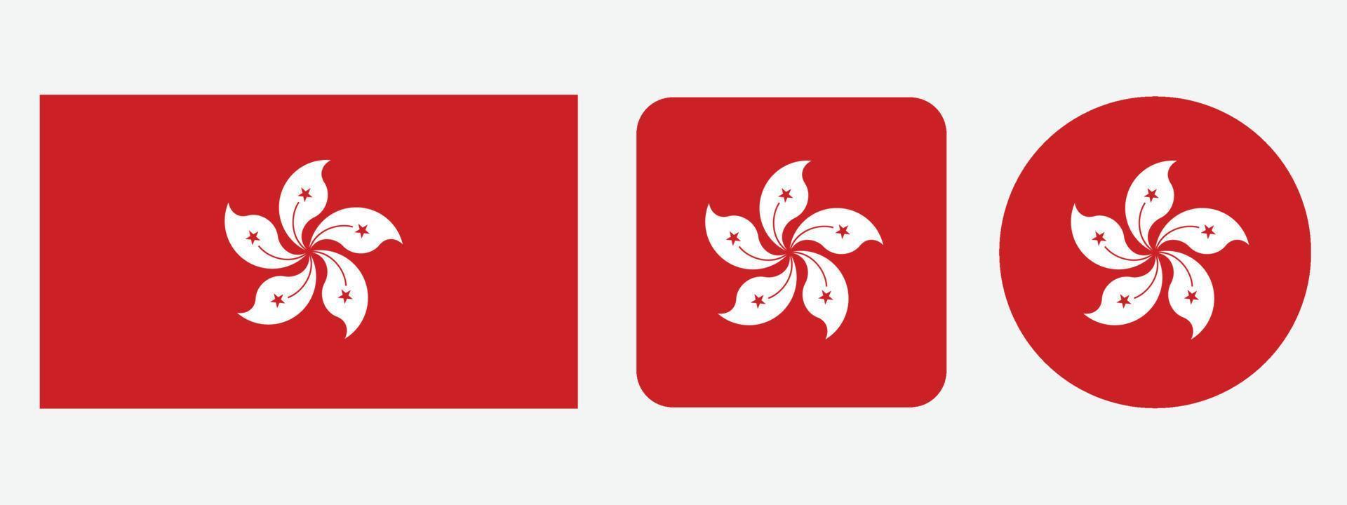 ícone de bandeira de hong, kong. conjunto de ícones da web. coleção de ícones plana. ilustração vetorial simples. vetor