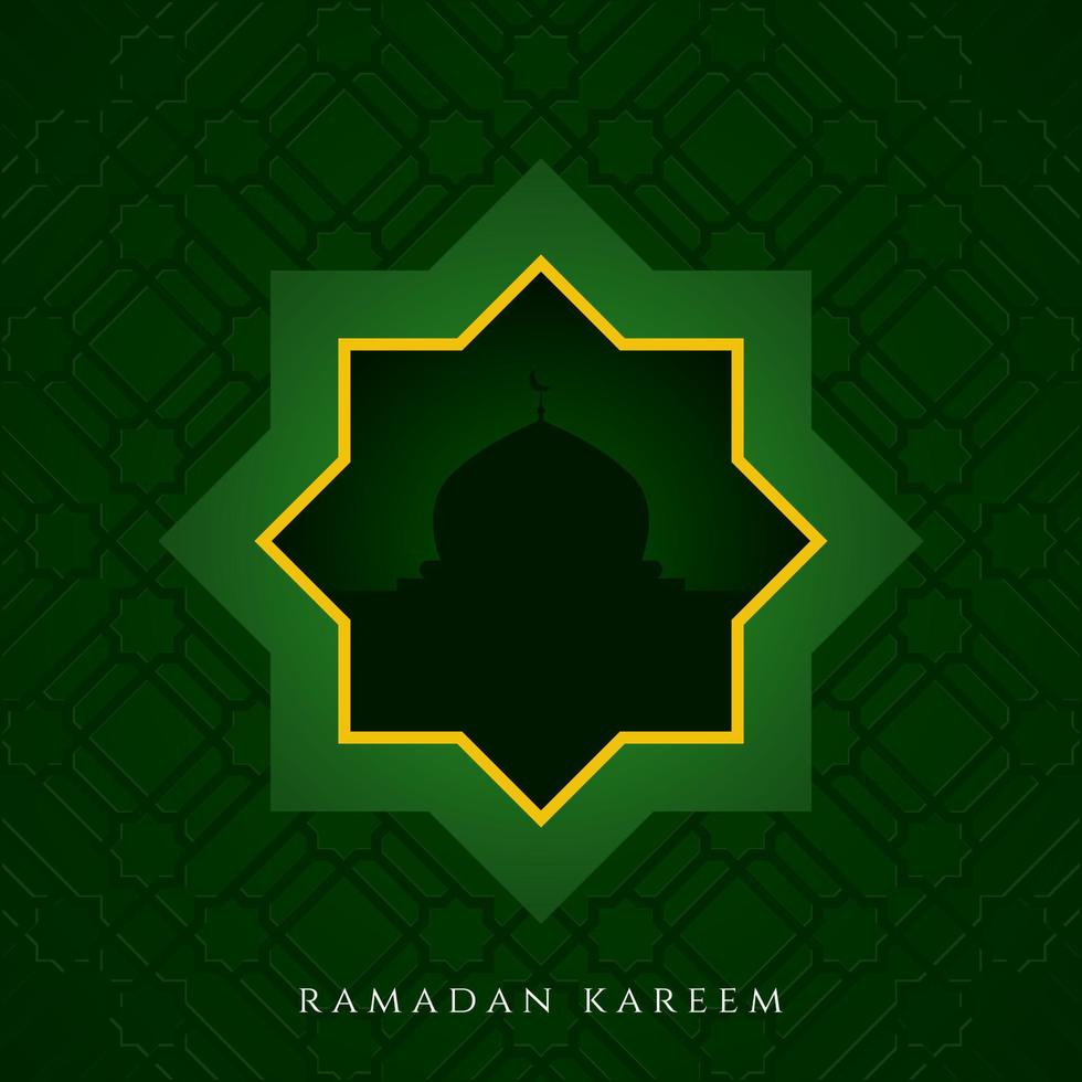 bandeira verde do ramadan kareem. fundo quadrado islâmico elegante vetor