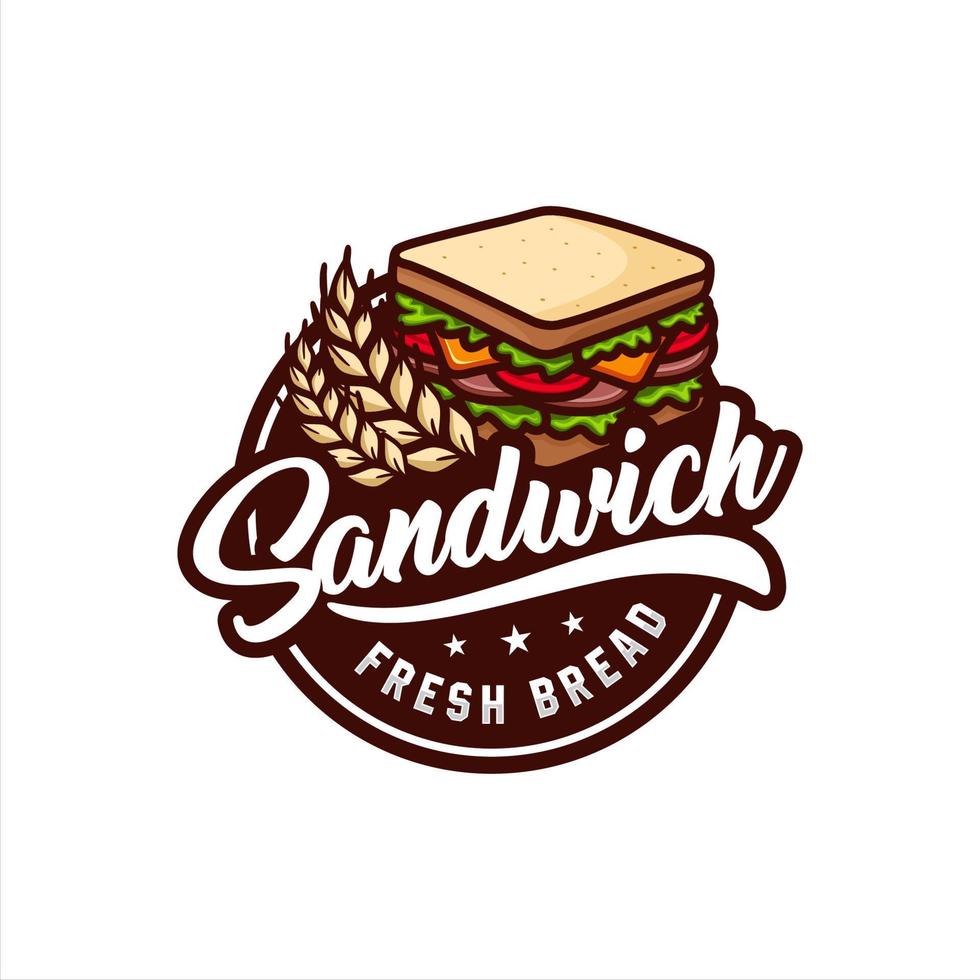 logotipo de design de vetor de pão fresco de sanduíche