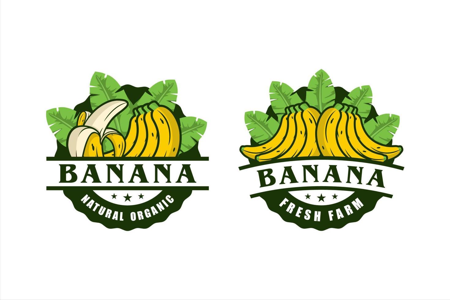 coleção de design de rótulo de produto natural de banana vetor