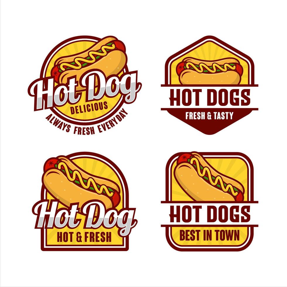 coleção de logotipo de design de vetor de distintivo de cachorro-quente