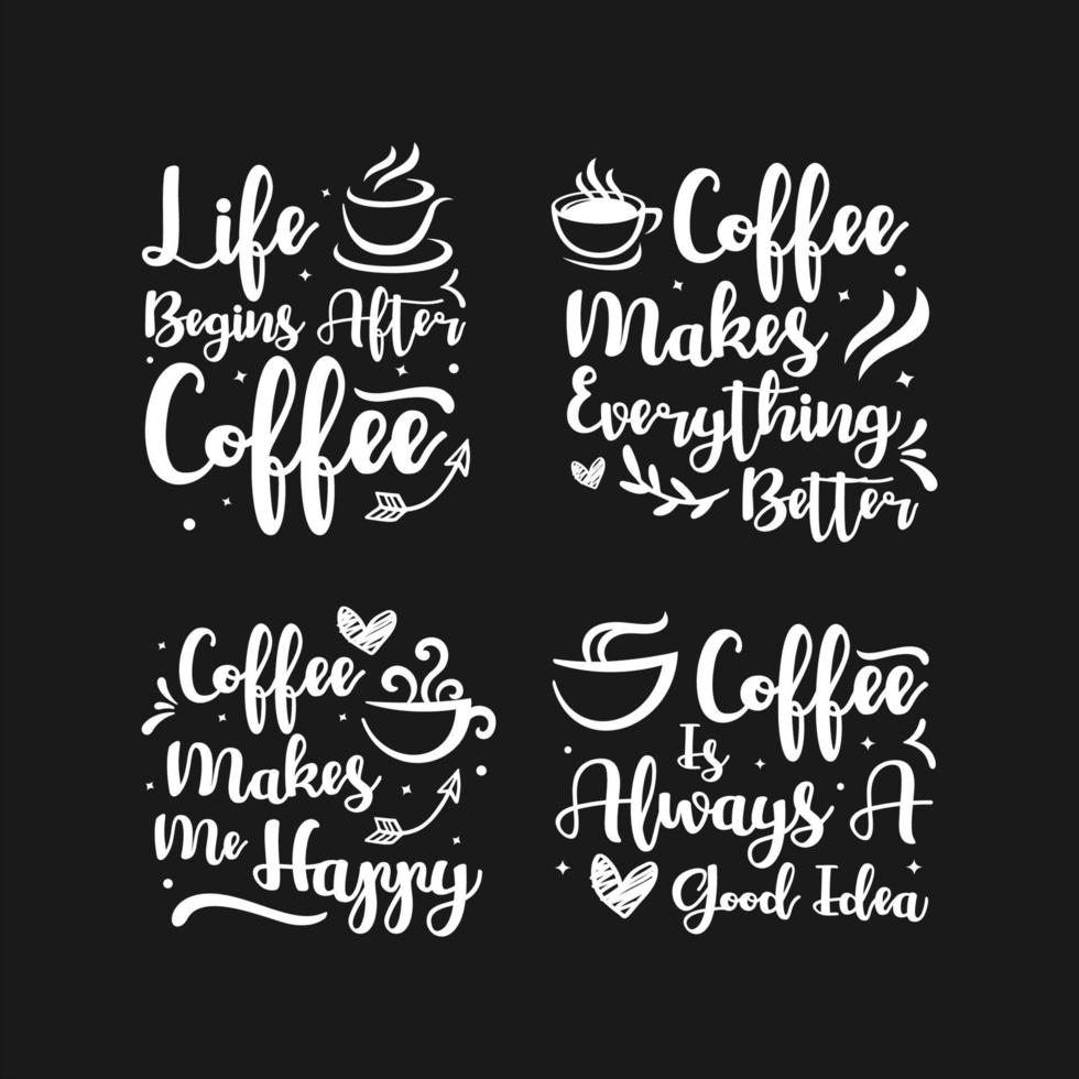 letras citações coleção de design de café vetor