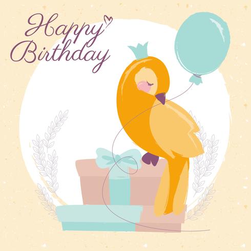 Cartão de feliz aniversário canário vector