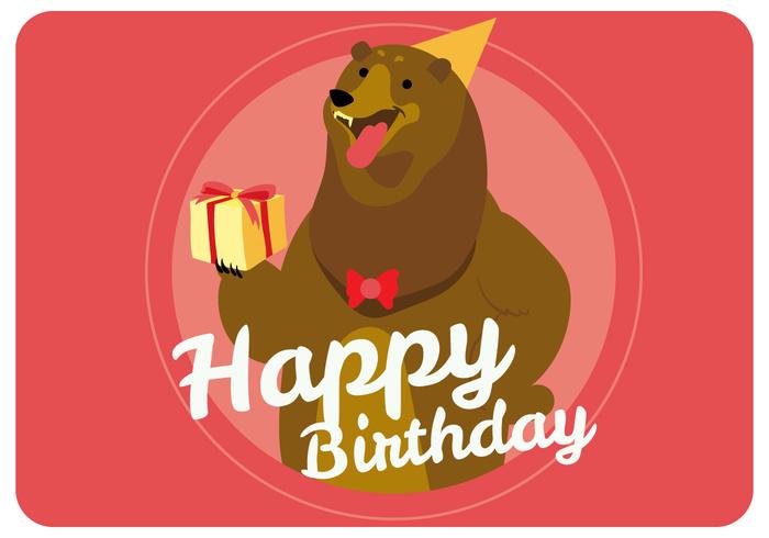 Fofo urso dando feliz aniversário Vector