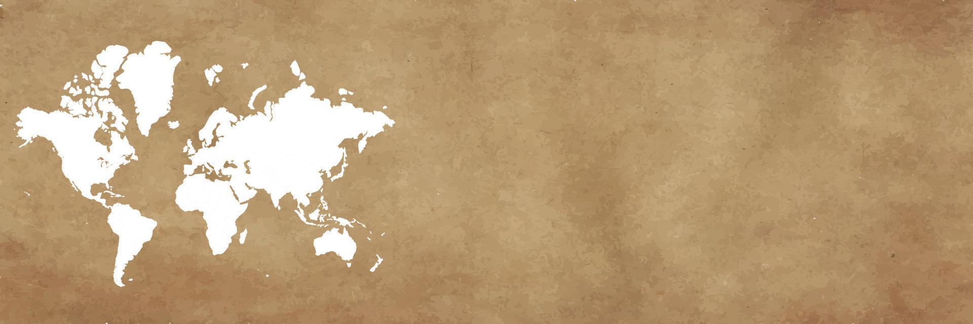 mapa do mundo no banner de fundo marrom vetor