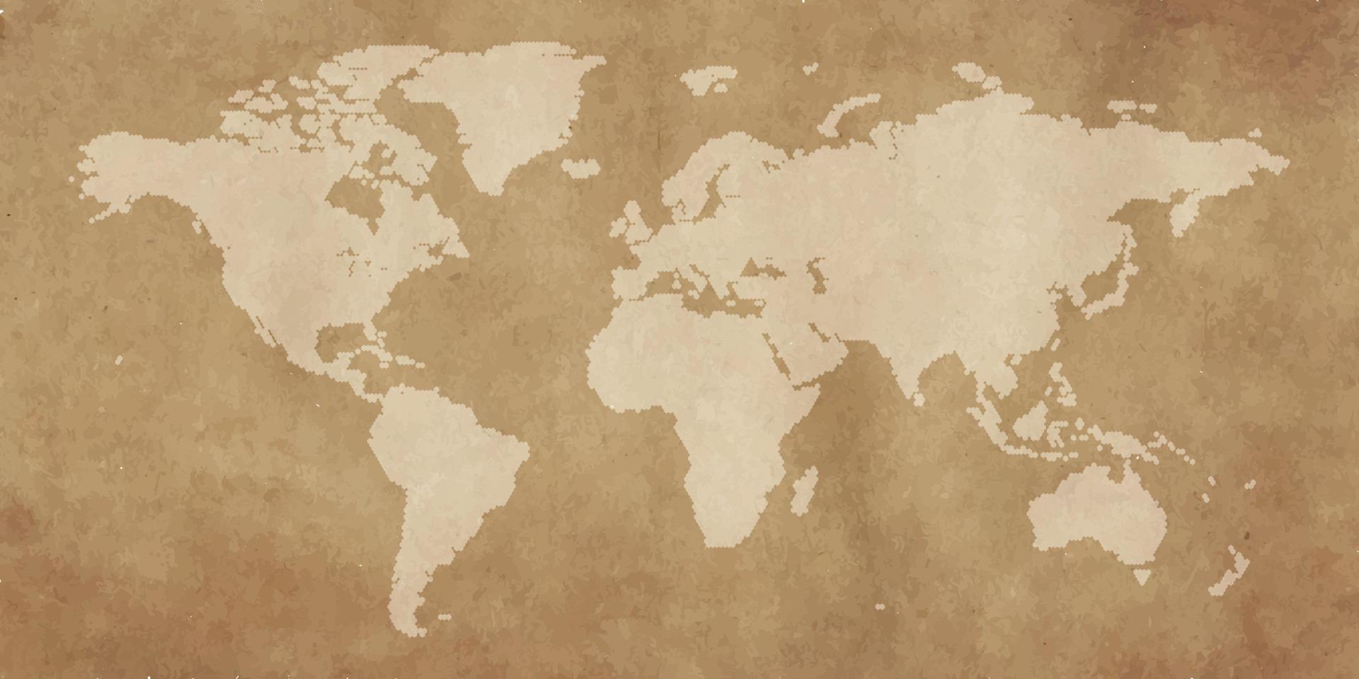 modelo de mapa-múndi com continentes, américa do norte e do sul, europa e ásia, áfrica e austrália vetor
