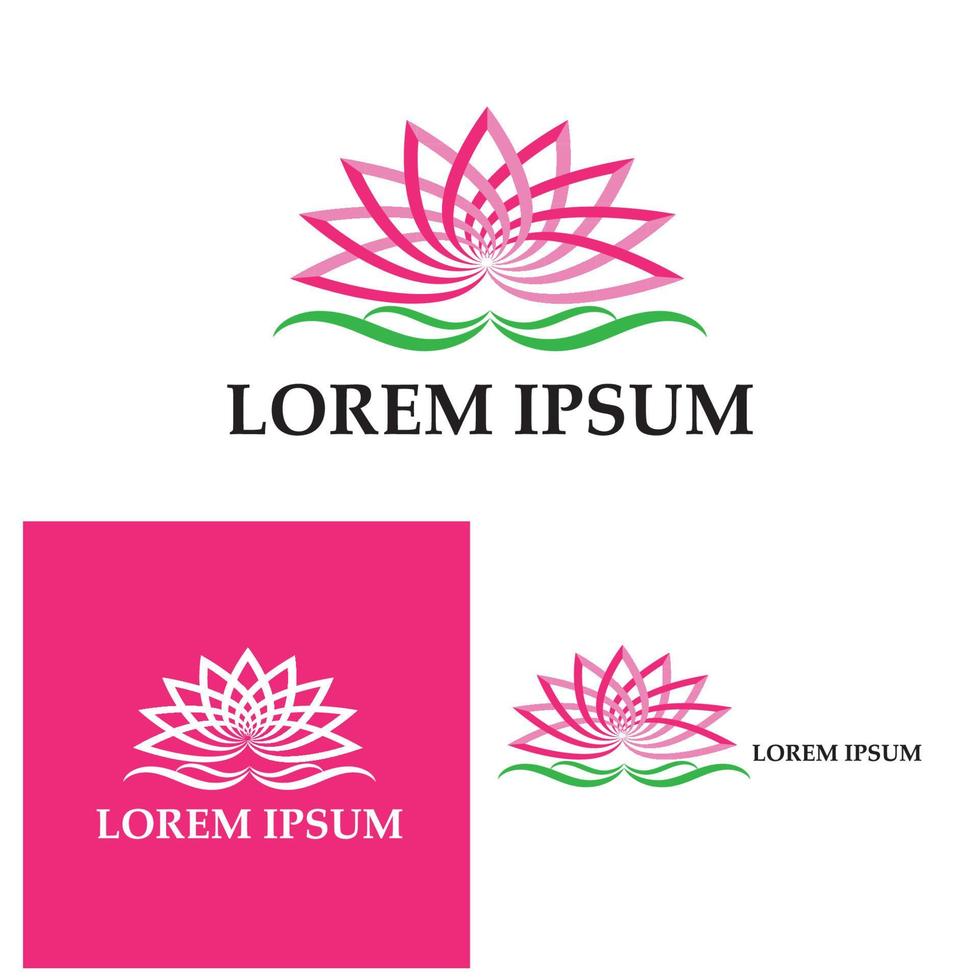 ícone de modelo de logotipo de design de flores de lótus de vetor de beleza