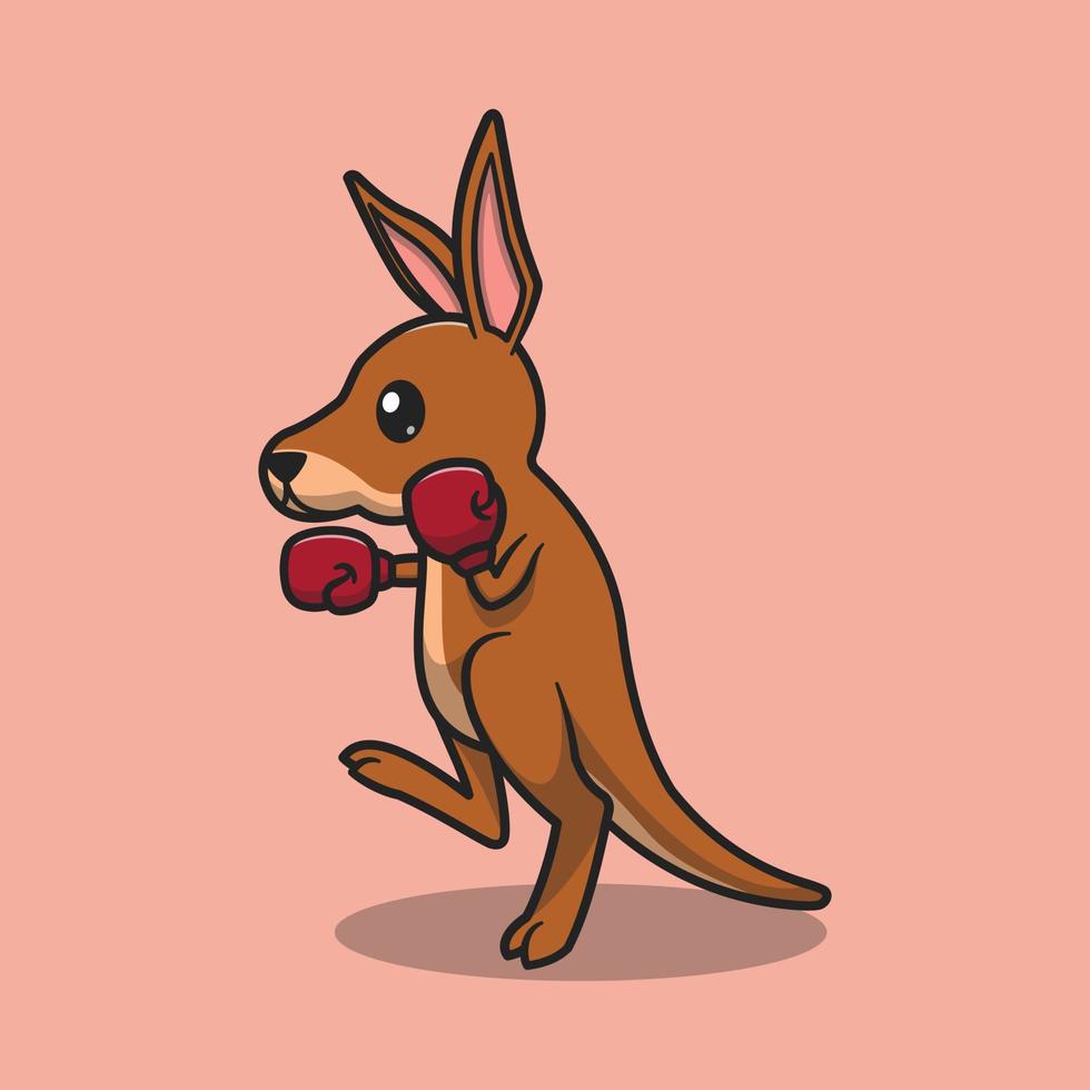 canguru bonitinho jogando boxe cartoon ilustração de ícone vetorial vetor