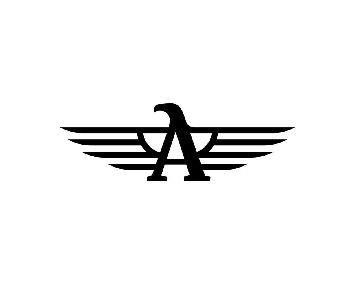 carta uma águia espalhando o conceito de design de logotipo de asa. ilustração vetorial vetor