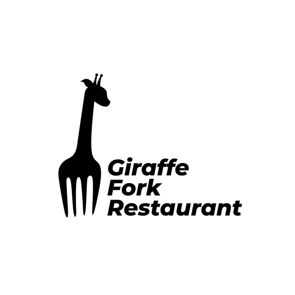 conceito abstrato do logotipo do restaurante do garfo girafa. ilustração vetorial vetor