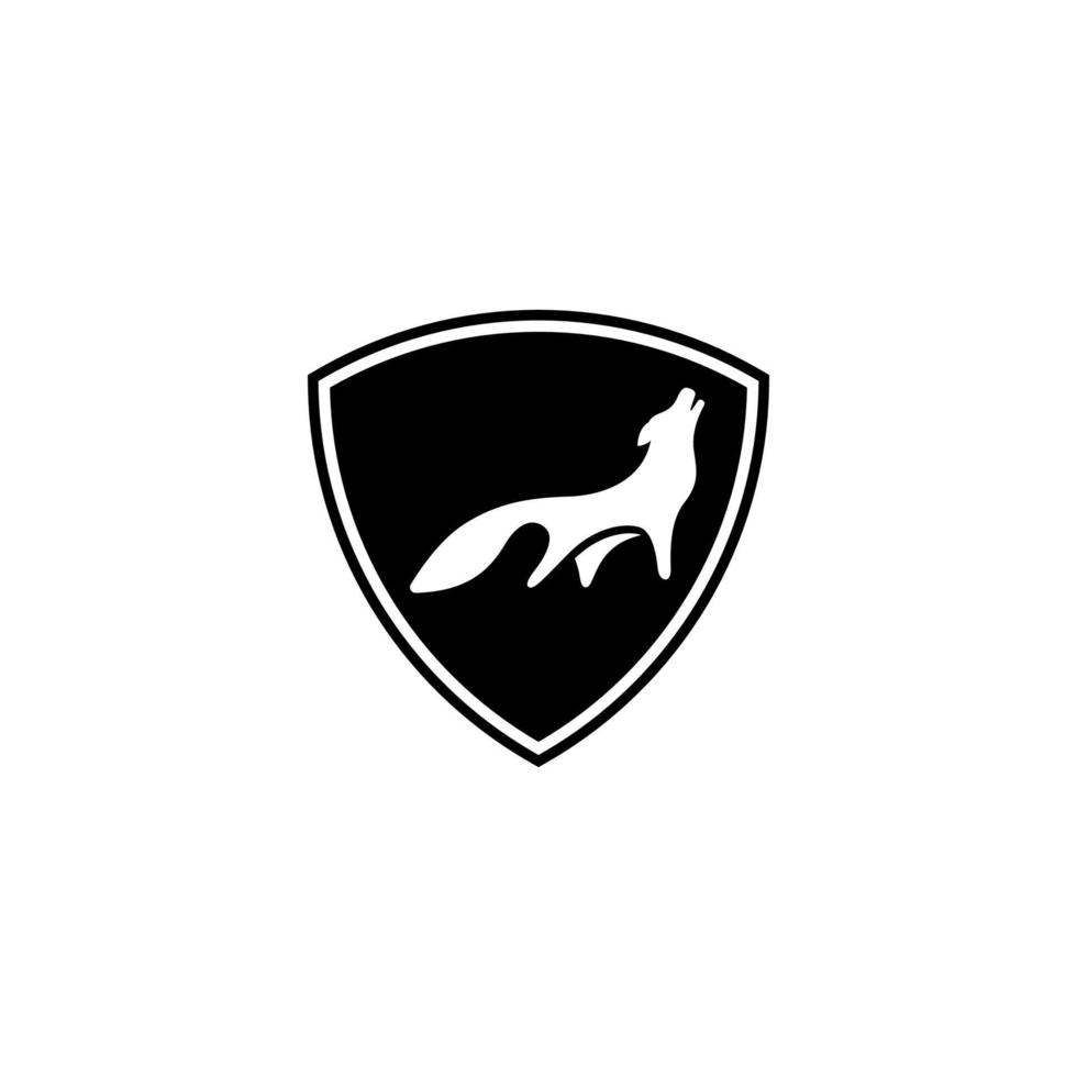 conceito de logotipo de escudo de lobo uivando. ilustração vetorial vetor