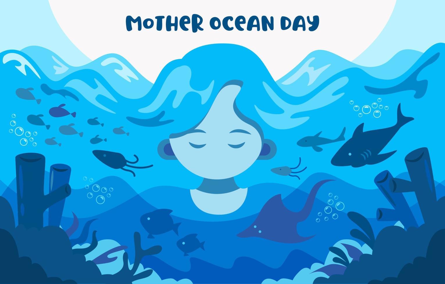 modelo de dia da mãe do oceano vetor