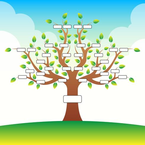 Modelo de árvore genealógica com lugar para texto no fundo da nuvem vetor
