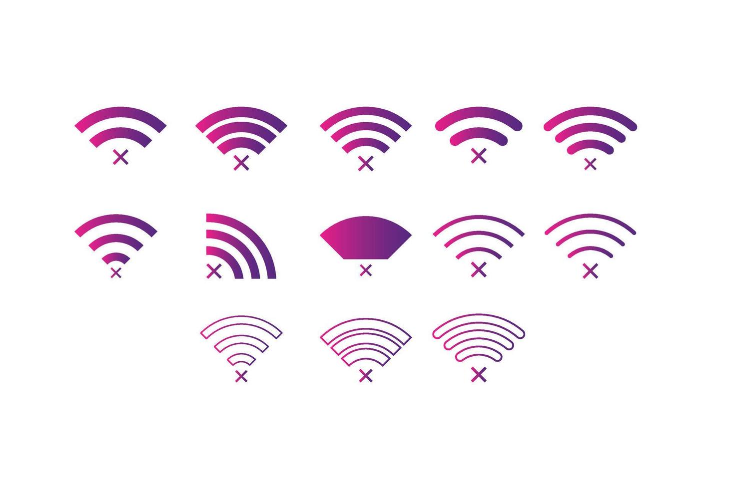 conjunto de cor de gradiente de ícone de símbolo de sinal de rede sem fio vetor