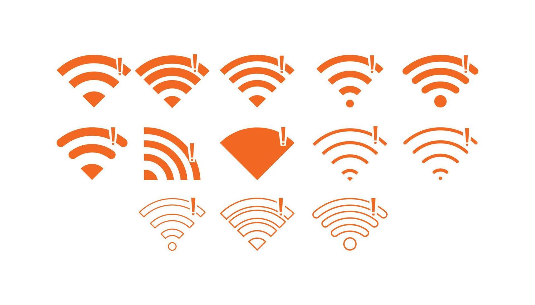 conjunto de nenhum sinal de ícone de conexões sem fio vector cor laranja