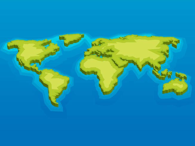 Belo mapa internacional em 3D vetor