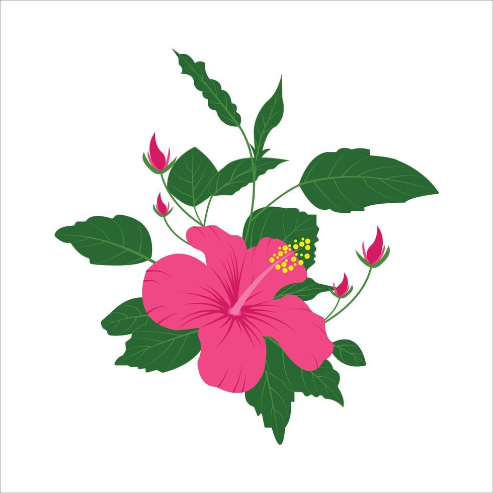 flor fofa com design de ilustração vetorial de ícone isolado de folhas vetor