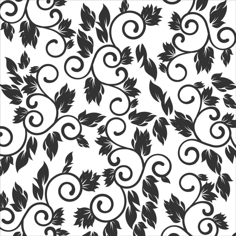 vector vintage sem costura padrão floral preto e branco.