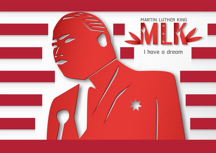 Tailândia, Udonthani - 16 de janeiro de 2019: Feliz dia de Martin Luther King Jr. com corte de papel e estilo ofício. Ilustração vetorial para plano de fundo, banner, cartaz, publicidade, cartão de convite e modelo. vetor