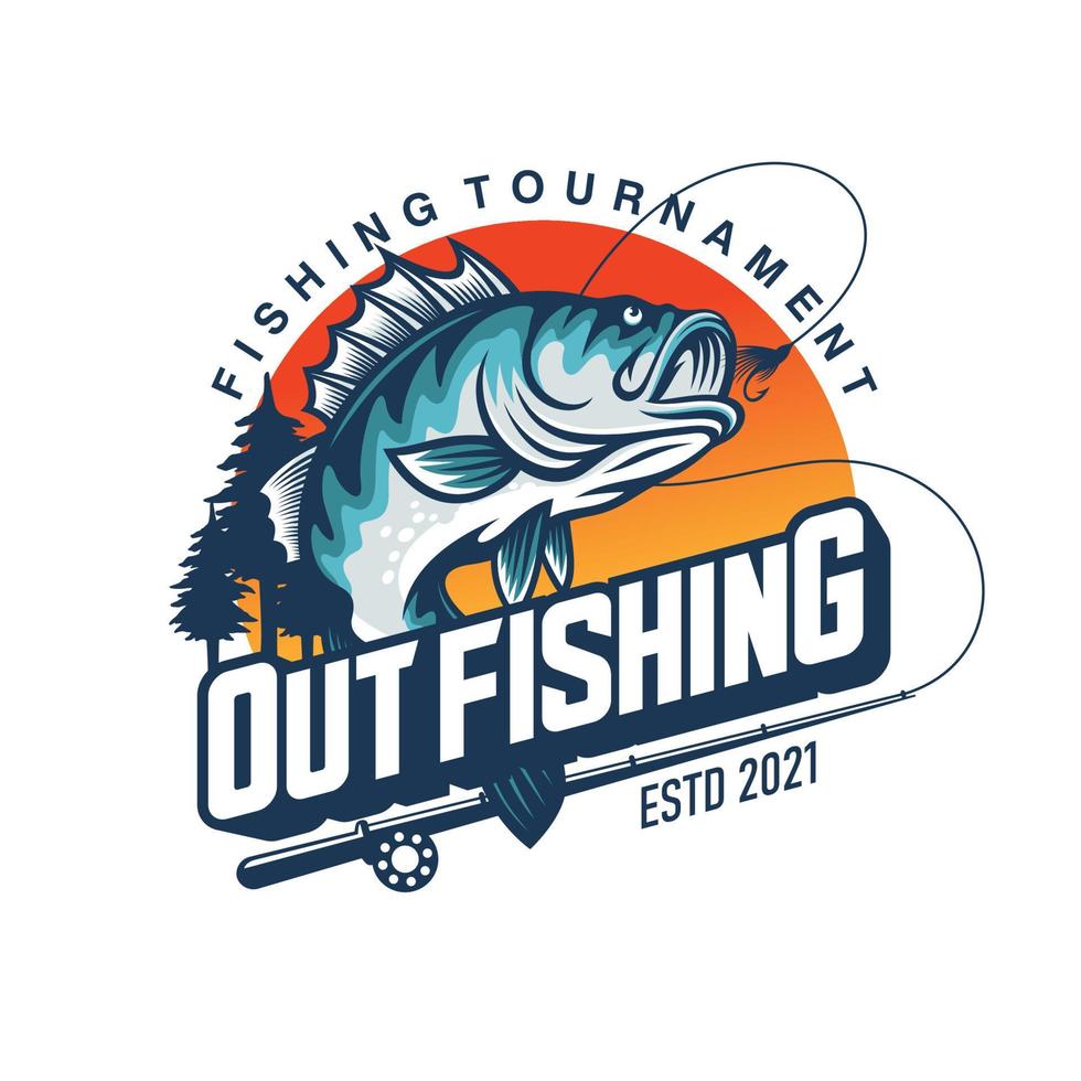 ilustração de modelo de design de logotipo de pesca vetor