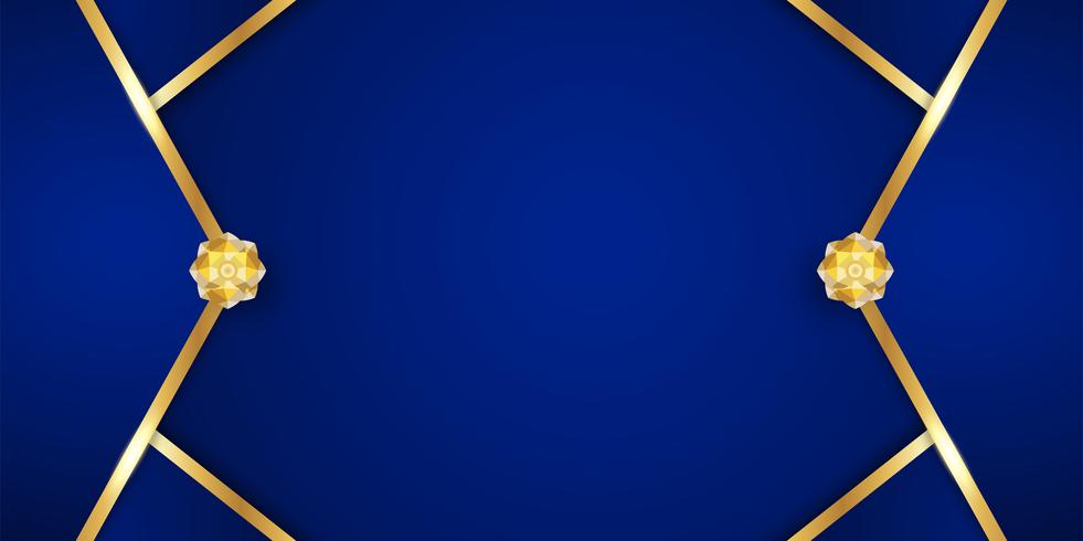 Fundo azul abstrato no estilo indiano superior. Modelo de design para capa, apresentação de negócios, banner web, convite de casamento e embalagens de luxo. Ilustração vetorial com borda dourada. vetor