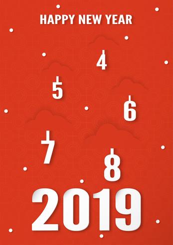 Design da capa para o feliz ano novo de 2019. vetor