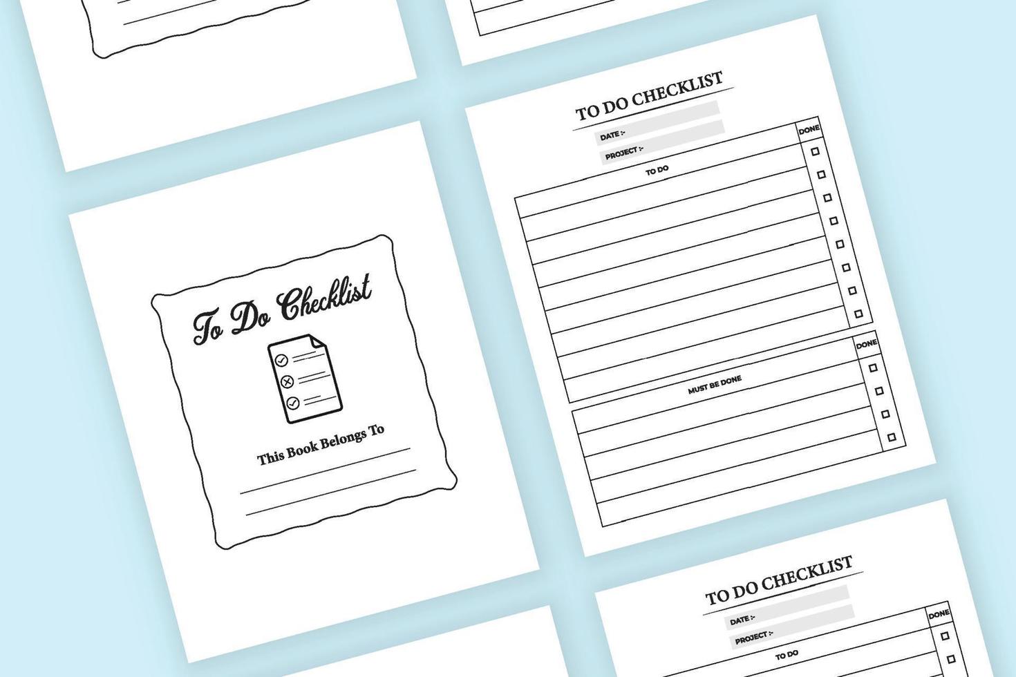 para fazer o interior do caderno de lista de verificação. para fazer o livro de registro da lista de verificação. modelo de interior de lista de tarefas. para fazer design de interiores diário de lista de verificação. modelo de caderno de lista de trabalho. vetor