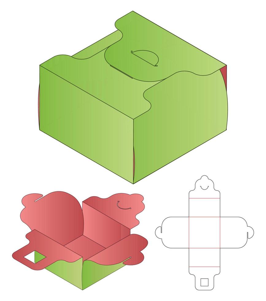 design de modelo cortado de embalagem de caixa. Maquete 3D vetor