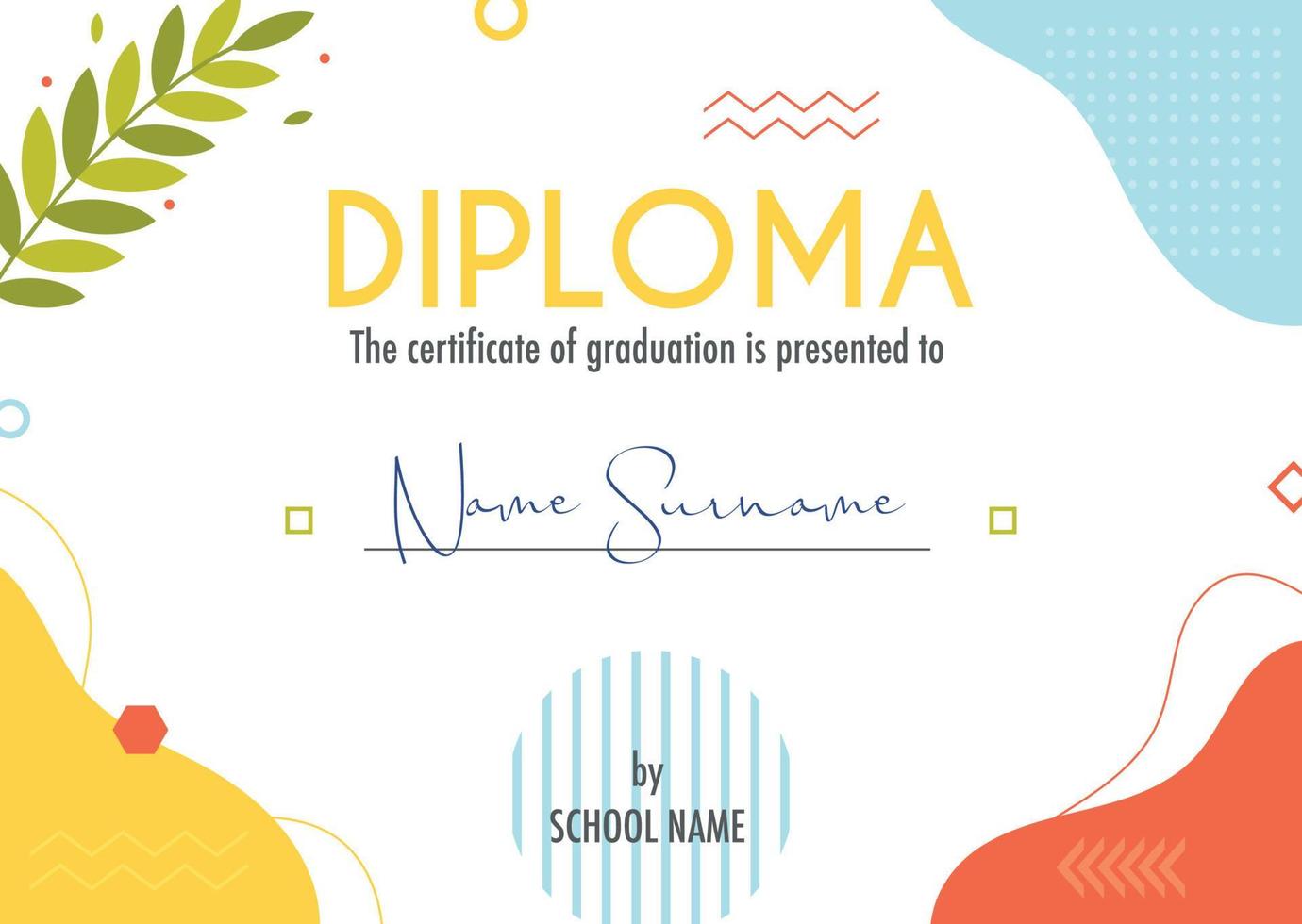 modelo de conceito de certificado de diploma vetor