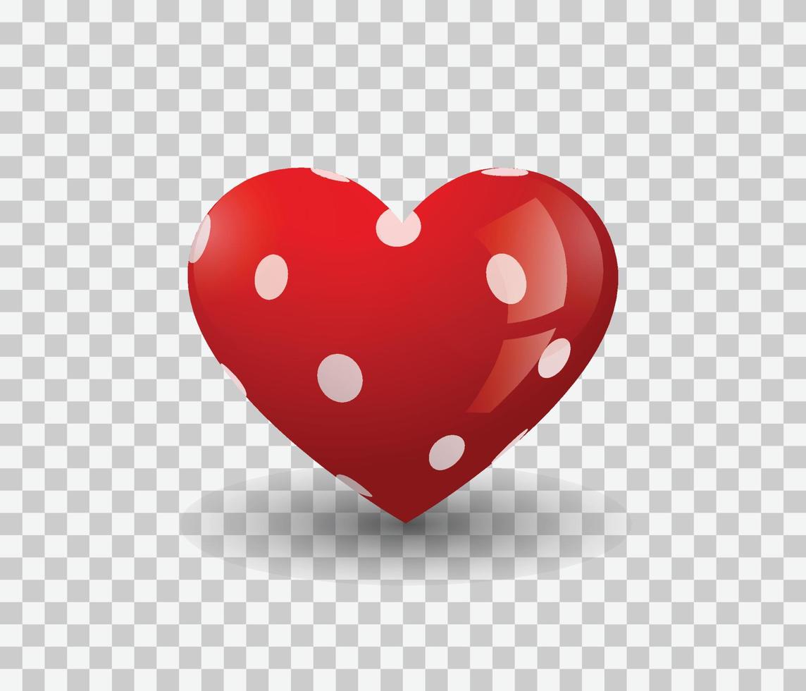 coração vermelho realista com sombra premium vector