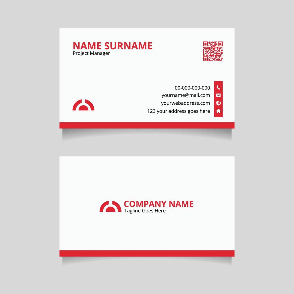 design de cartão de visita corporativo vermelho e branco modelo de cartão de visita moderno limpo e simples vetor