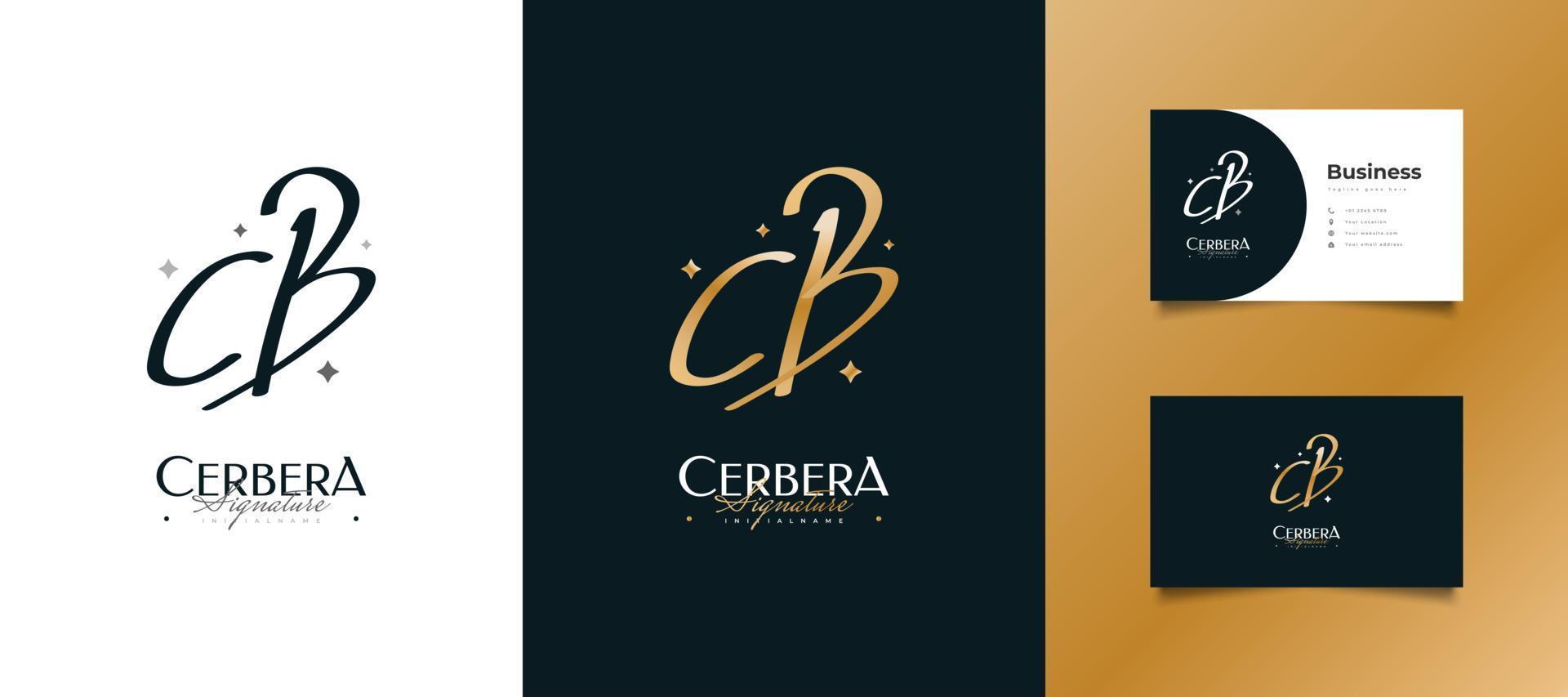 design de logotipo inicial c e b dourado com estilo de caligrafia elegante e estrelas douradas. logotipo de assinatura cb ou símbolo para identidade de casamento, moda, joias, boutique, botânica, floral e empresarial vetor