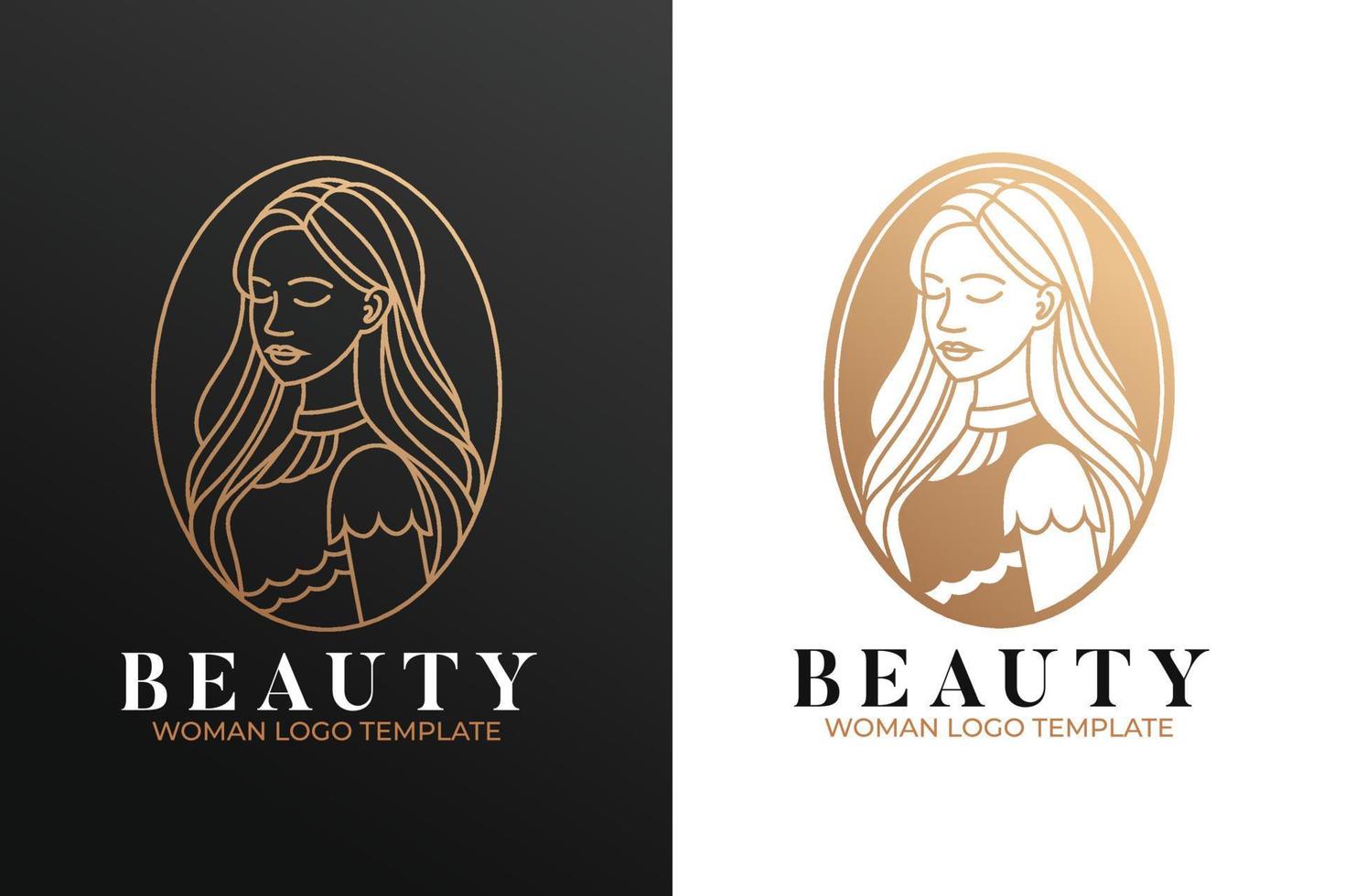 modelo de logotipo de vetor de ouro de mulher de beleza