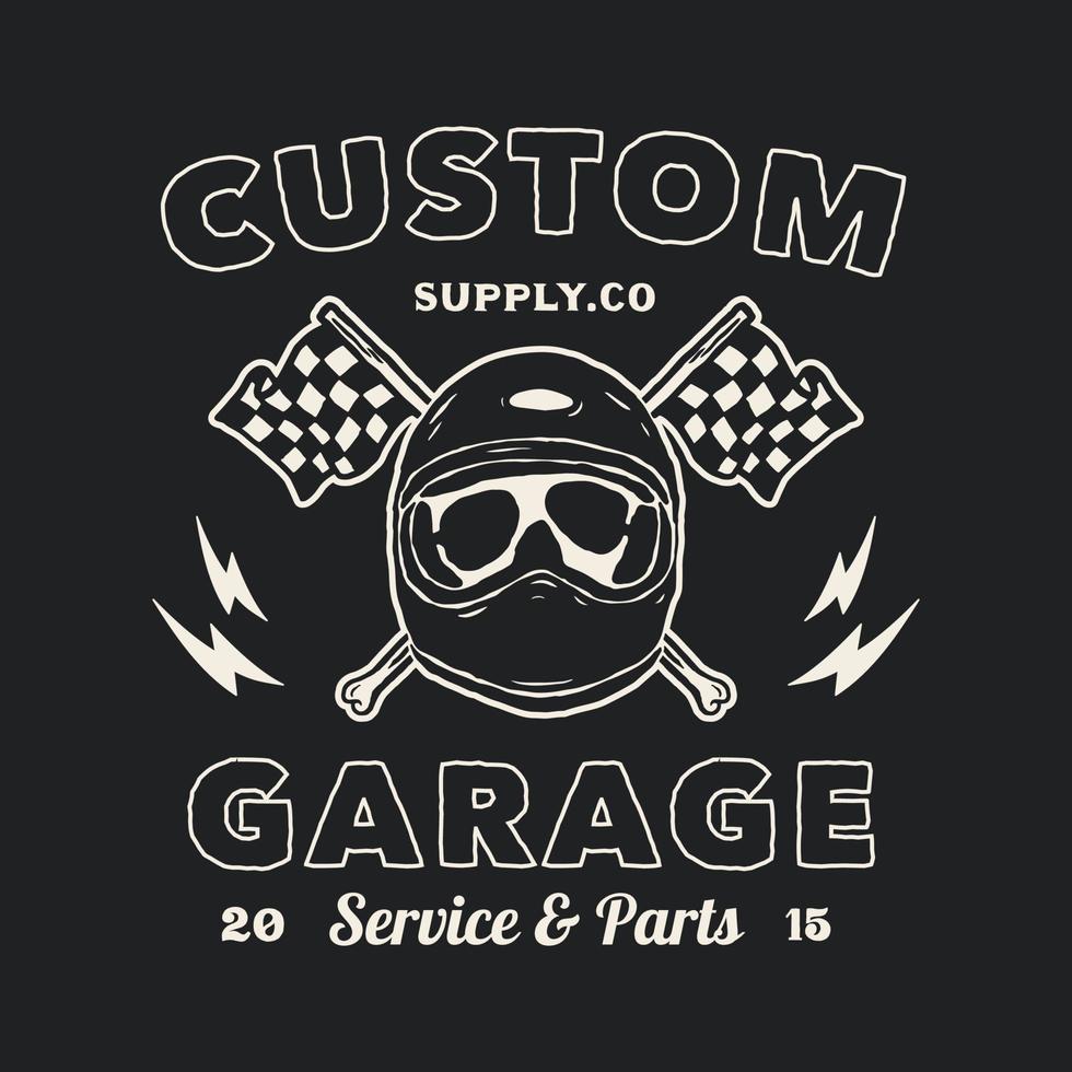 distintivo de logotipo de garagem de motocicleta vintage vetor artesanal