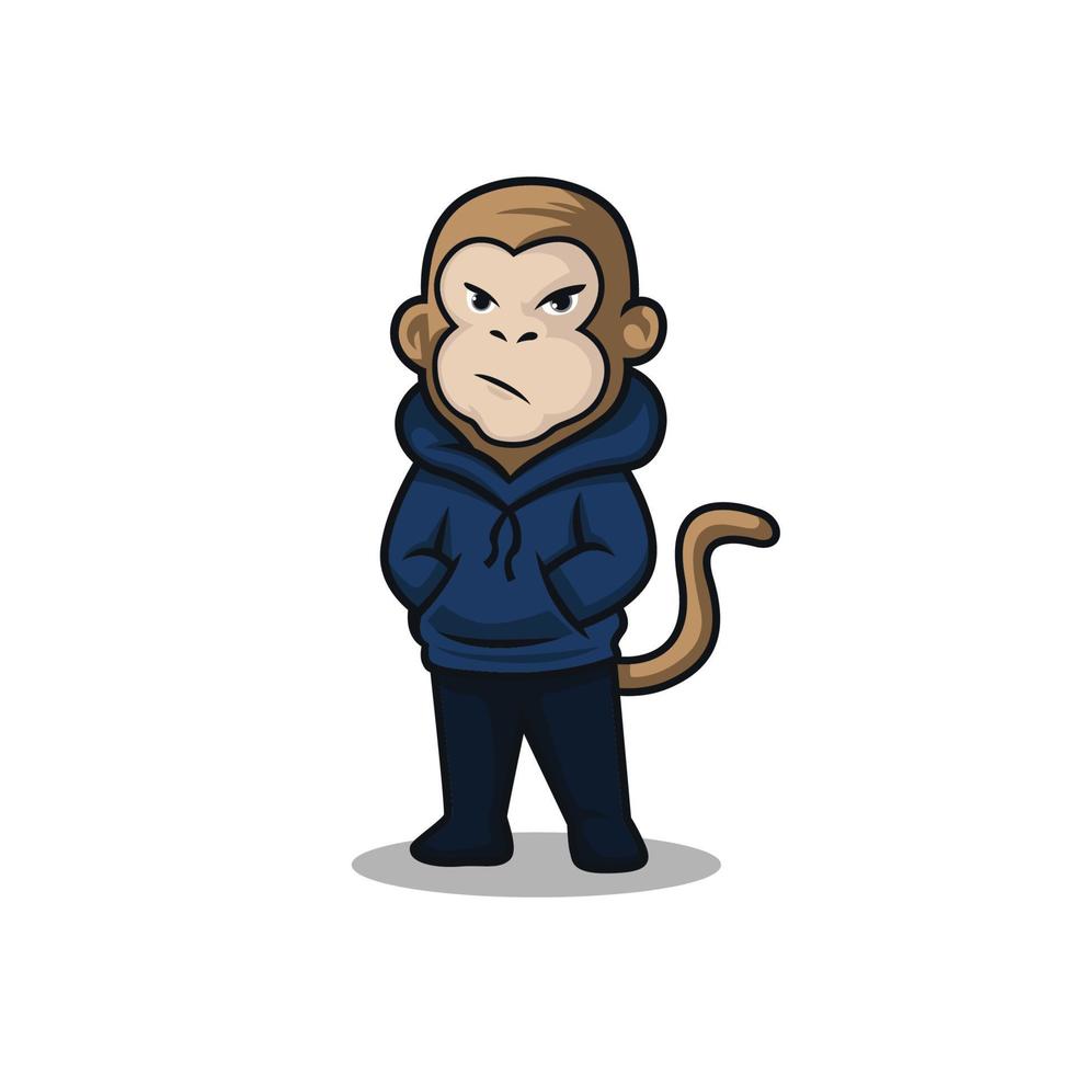 macaco vestindo capuz em pé ilustração vetorial vetor