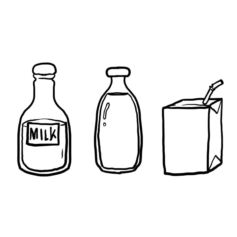 fundo isolado de vetor de ilustração de leite doodle desenhado à mão