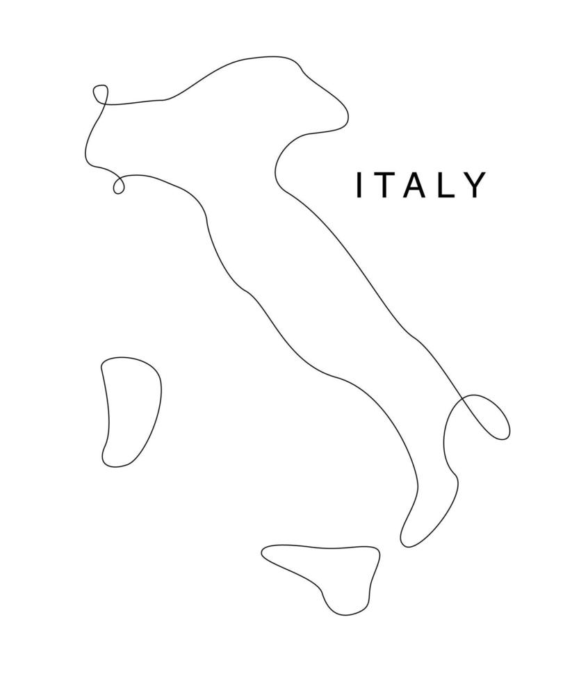 mapa de Itália de arte de linha. mapa da europa de linha contínua. ilustração vetorial. contorno único vetor