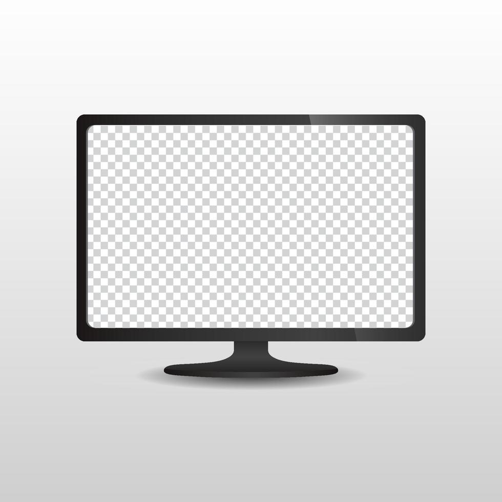 vetor de design realista de computador de monitor preto em branco