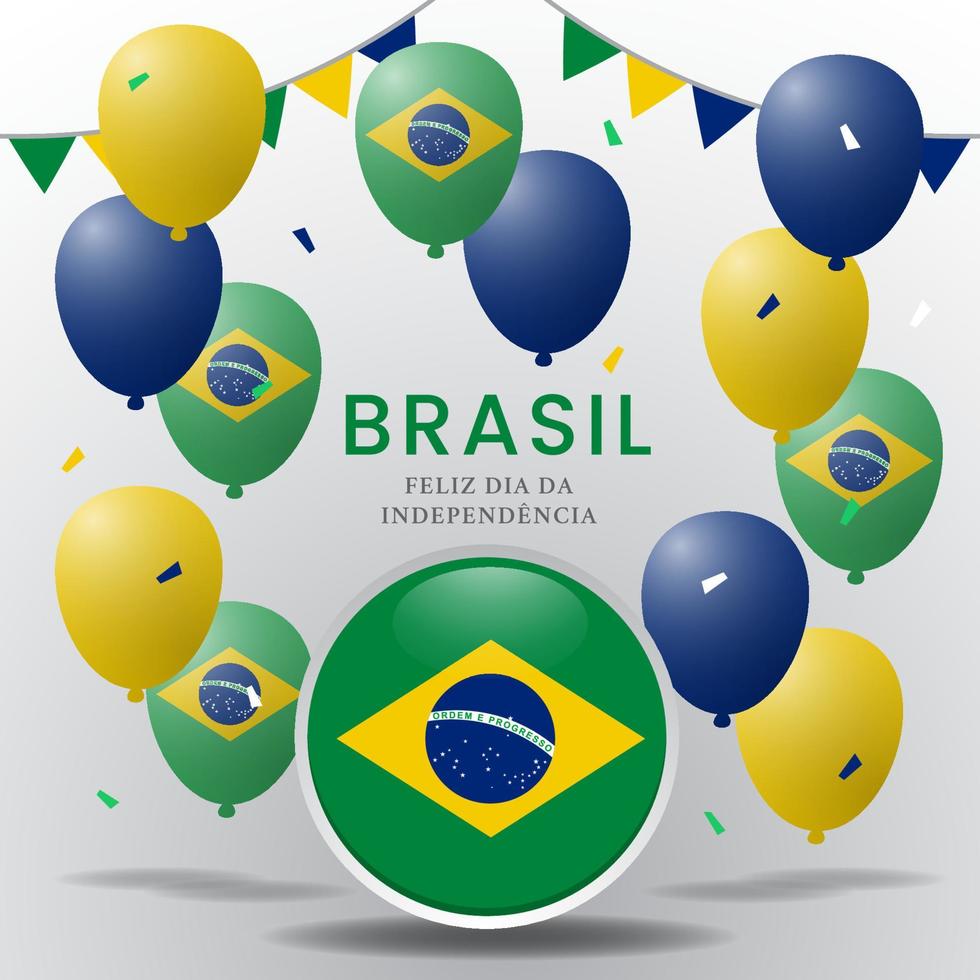 balões coloridos no feliz dia da independência do brasil ilustração com confete vetor