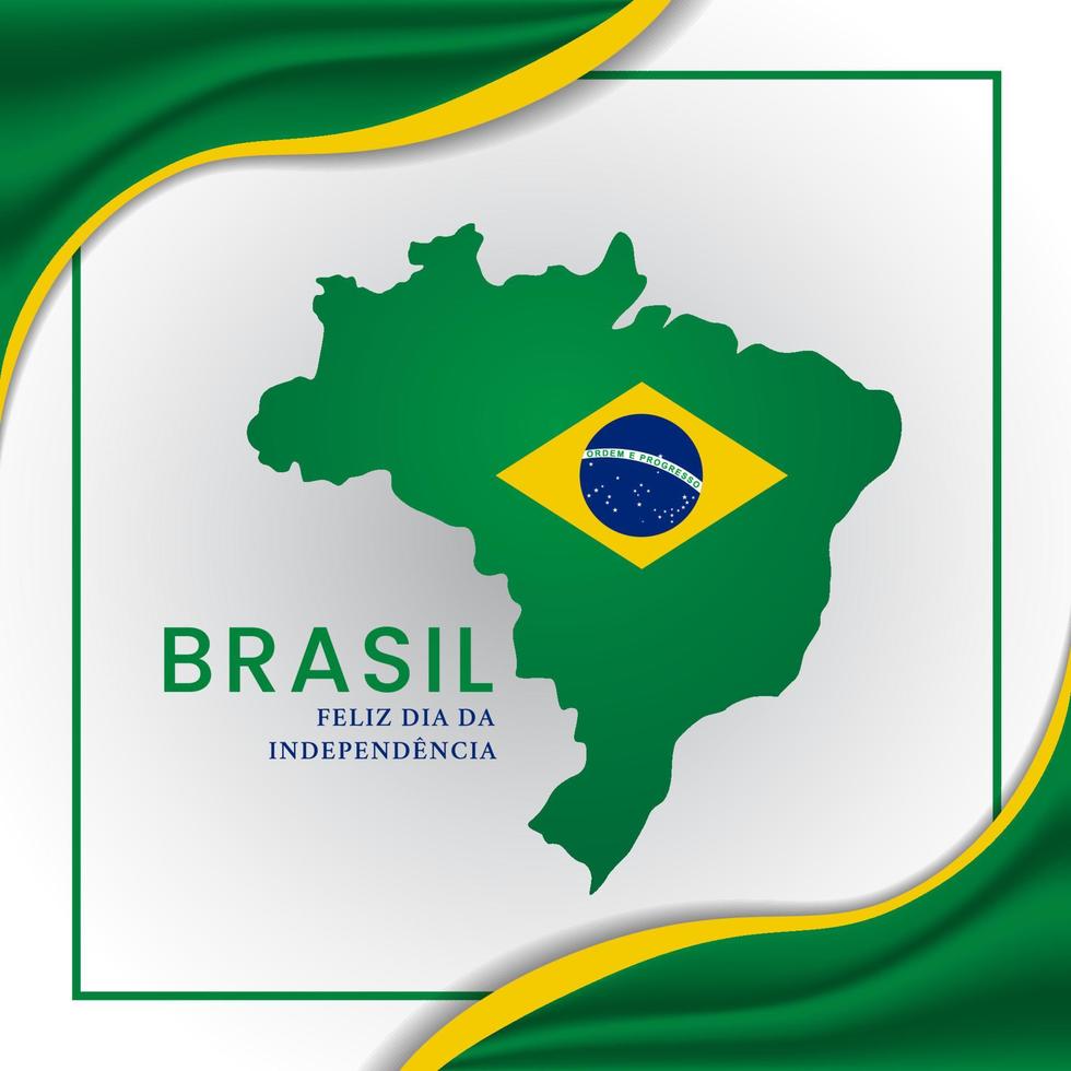 feliz dia da independência do brasil com ilha do brasil e bandeira vetor