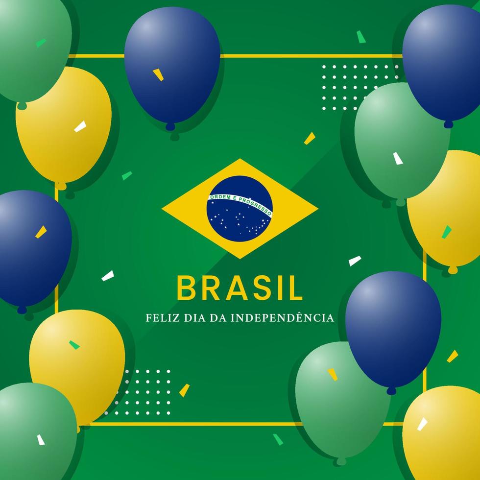 ilustração do dia da independência do brasil com elementos de balão colorido no estilo memphis vetor